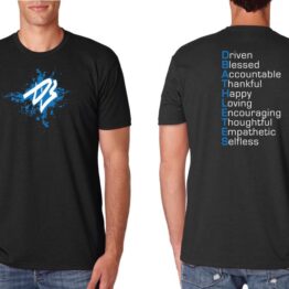 DB White and Blue on Black Splatter Print T shirt