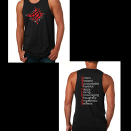 DB Red and White Splatter Print on Black Muscle Tank