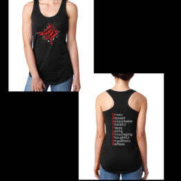 DB Red and White on Black Womens Razorback Splatter Print