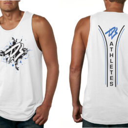 DB Black and Blue Splatter on White Muscle Tank